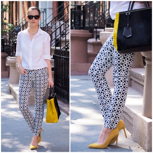 SALE‼️ J. CREW Jeans Geometric Print Toothpick Skinny Black White Ankle Crop 25 - Picture 1 of 8